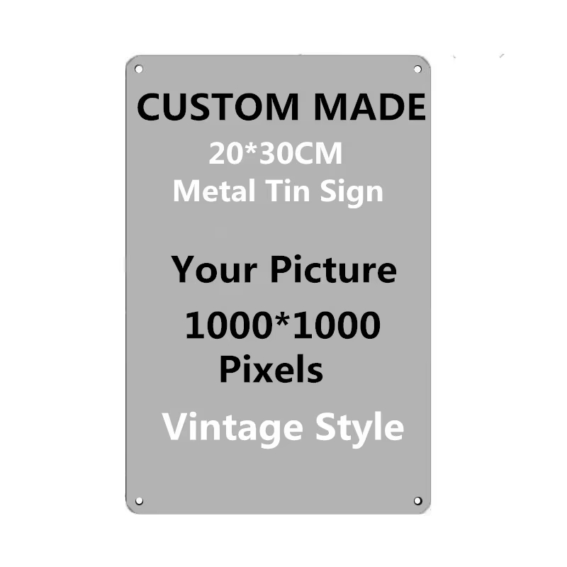 Vintage Collectible Signs - パーソナライズされたカスタムメタルティンサイン 20x30cm、写真・テキスト・ロゴをアップロード、ヴィンテージ風丸角アルミプレート、穴あけ済み