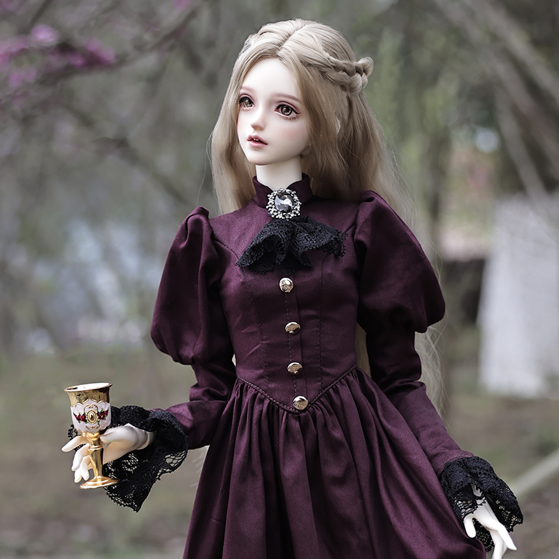 Vintage Cartoon Collectible - Elina bjd-エレガントなヴィンテージの女性の人形,かわいい人形,明るい紫色のドレス,樹脂,芸術的なおもちゃ,おとぎ話,1/3