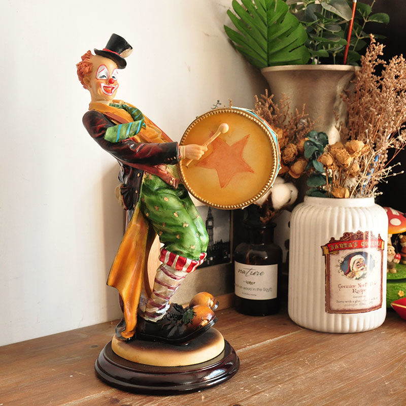 Vintage Collectible Clowns - ヴィンテージ手作り絵画パフォーマンスの道化師フィギュア、樹脂製オーナメント、アンティークコレクション工芸品、書斎の装飾用像