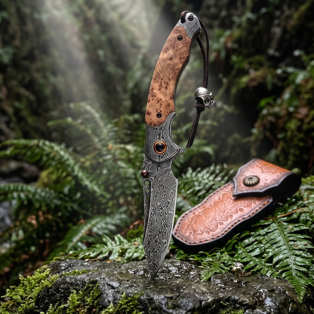 Vintage Collectible Pocket Knives - 高硬度ダマスカス模様折りたたみナイフ、ヴィンテージ装飾コレクターズアイテムポケットナイフ、ギフトコレクション、アウトドアEDCツール