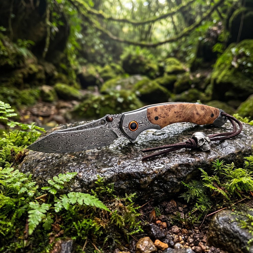 Vintage Collectible Pocket Knives - 高硬度ダマスカス模様折りたたみナイフ、ヴィンテージ装飾コレクターズアイテムポケットナイフ、ギフトコレクション、釣り用ナイフ
