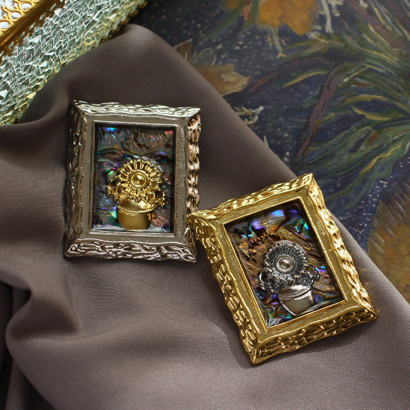 Vintage Collectible Pins - Muylinda-女性のためのヴィンテージヒマワリのブローチ,ゴッホ,ヒマワリのコレクション,絵画のブローチ,衣類,スカーフ,ピン,gfitクリップ