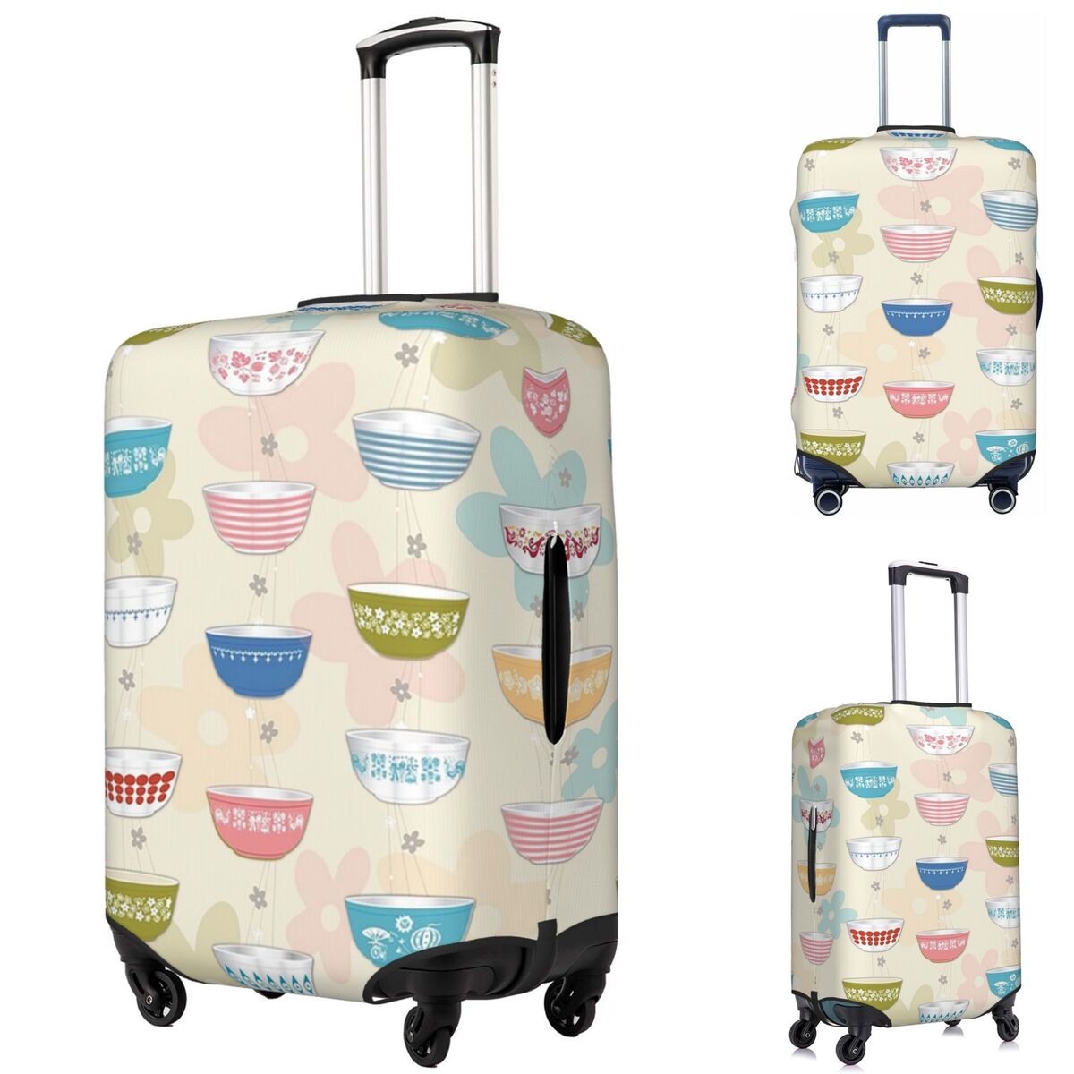 Vintage Collectible Pyrex - ヴィンテージパイレックスボウルコレクションスーツケースカバー保護弾性旅行荷物プロテクターカバー 18-32 インチ用