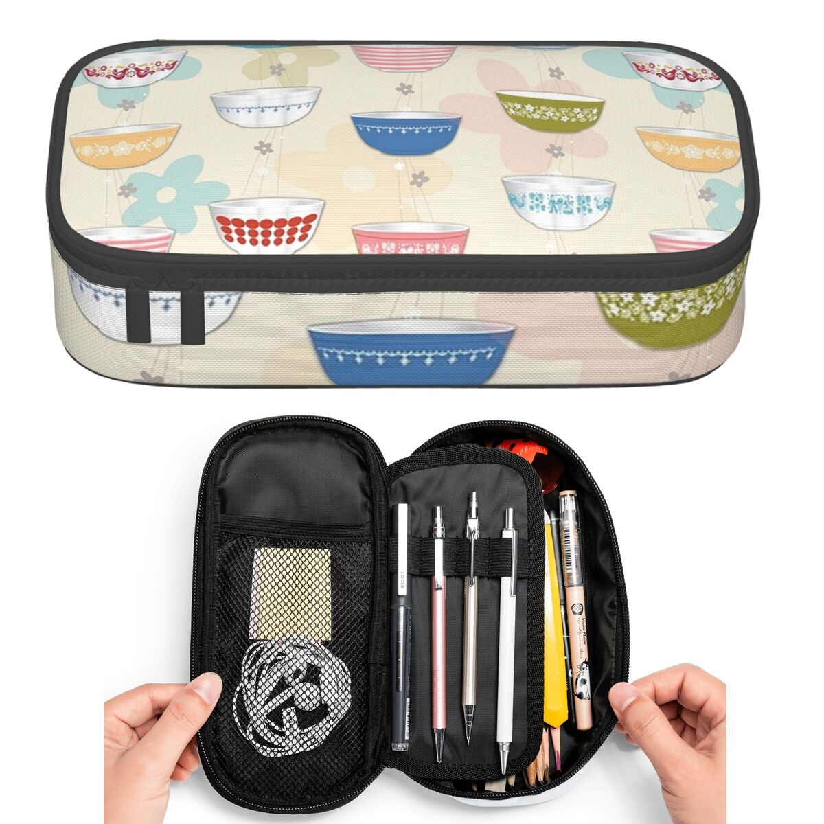 Vintage Collectible Pyrex - ヴィンテージパイレックスボウルコレクション学生用鉛筆ケースペンボックス鉛筆バッグ大容量収納鉛筆ポーチペンホルダー