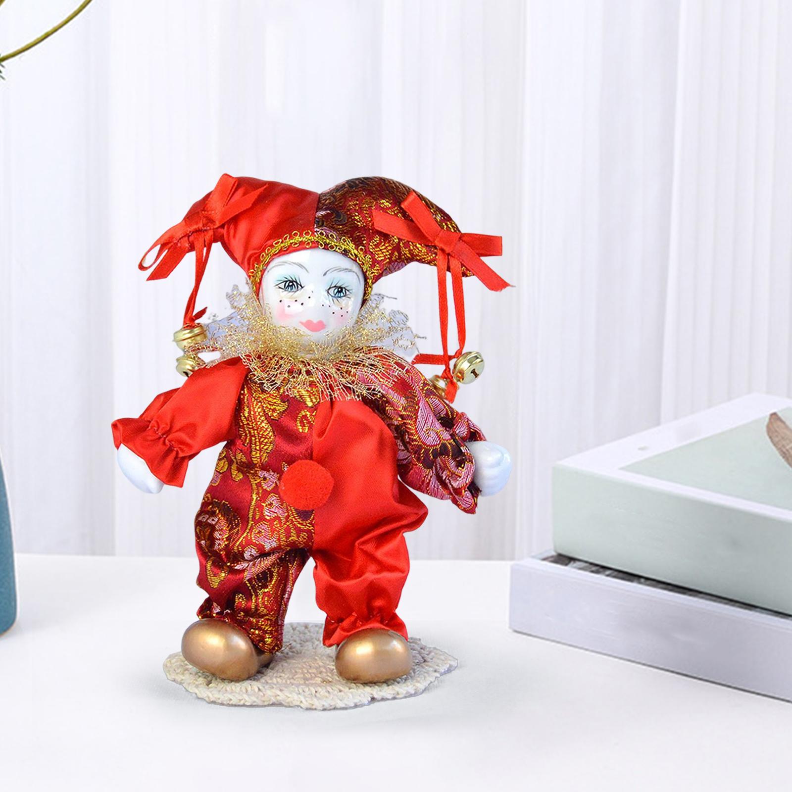 Vintage Collectible Clowns - 7インチのピエロ人形、アンティークドール、ヴィンテージの手作り磁器ハーレクイン人形、お土産コレクション、誕生日プレゼントに