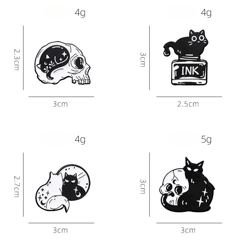かわいい黒猫コレクション植物コーヒーワインカップピストル漫画 - Vintage Collectible Pins のレビューと価格