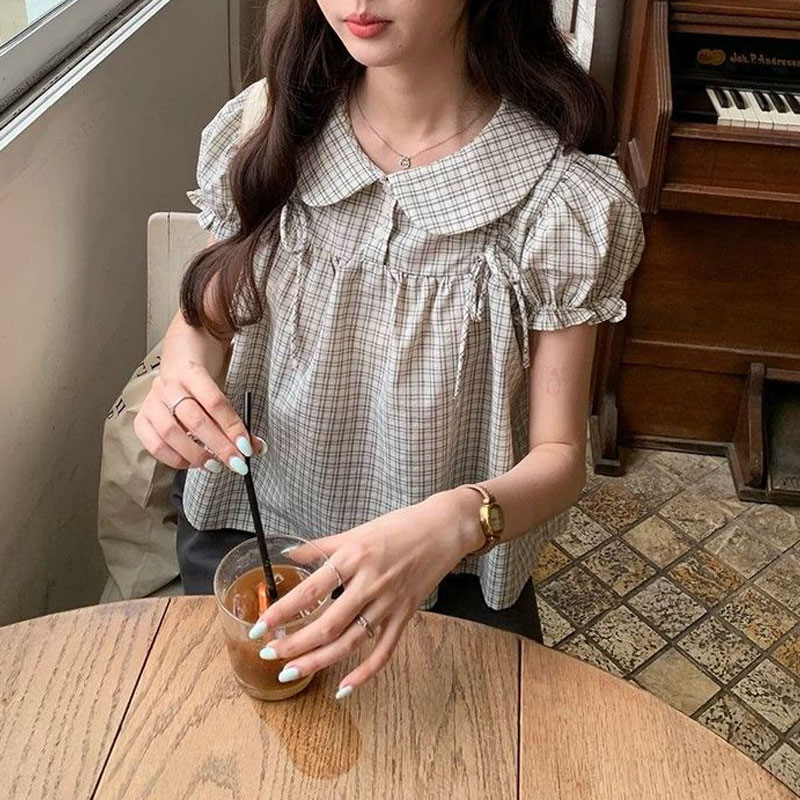 女性服プレッピースタイルドールカラー韓国シャツヴィンテージチ - Vintage Toy Collector のレビューと価格