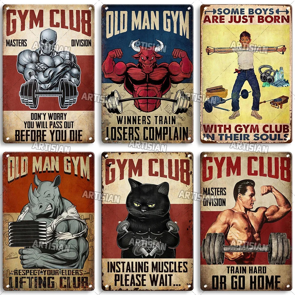 オールドマンジムクラブの感動的なフレーズアート絵画ウォールプ - Vintage Collectible Signs のレビューと価格