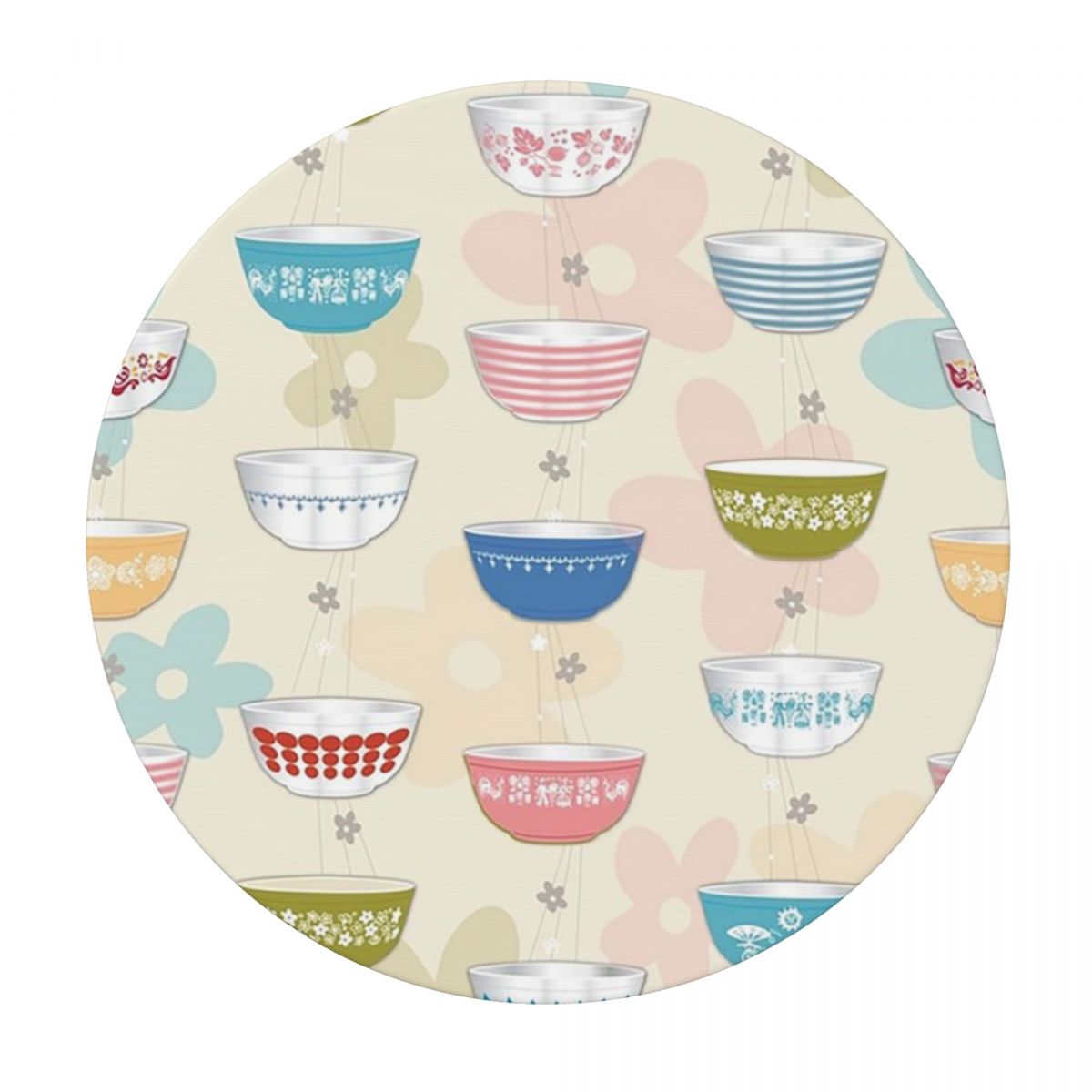 ヴィンテージパイレックスボウルコレクション防水ラウンドテーブ - Vintage Collectible Pyrex のレビューと価格