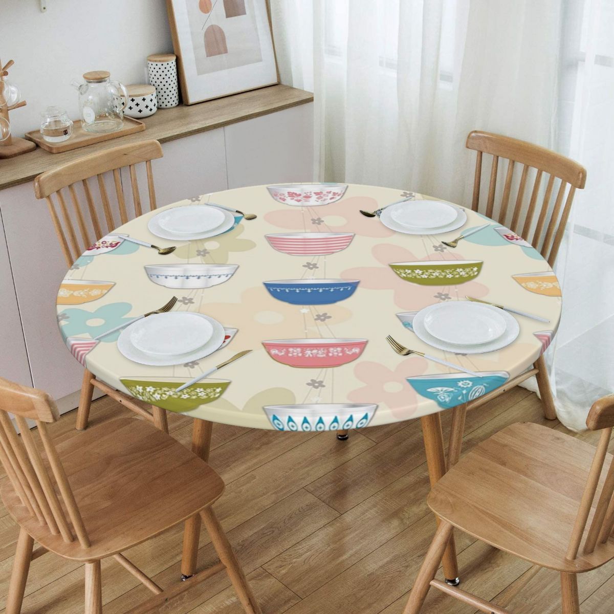 ヴィンテージパイレックスボウルコレクション防水ラウンドテーブ - Vintage Collectible Pyrex のレビューと価格