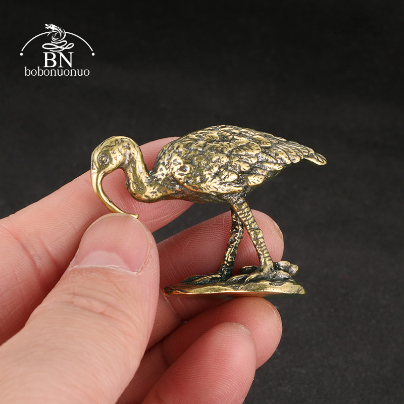 真鍮ヴィンテージ長くくちばしの鶴の置物ミニチュアデスクオーナ - Vintage Collectible Accessories のレビューと価格