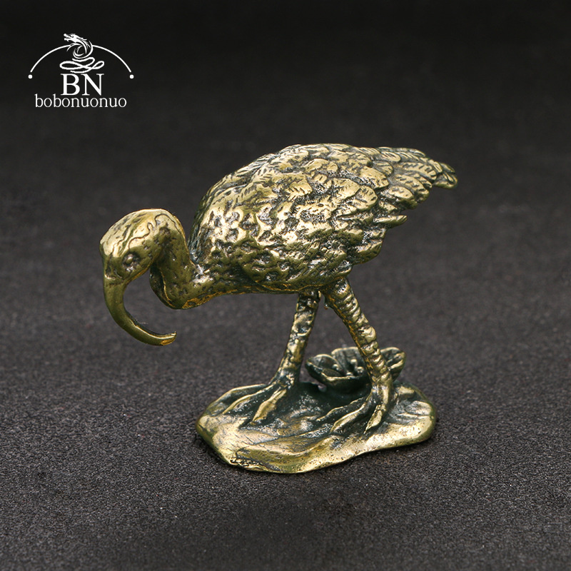 真鍮ヴィンテージ長くくちばしの鶴の置物ミニチュアデスクオーナ - Vintage Collectible Accessories のレビューと価格