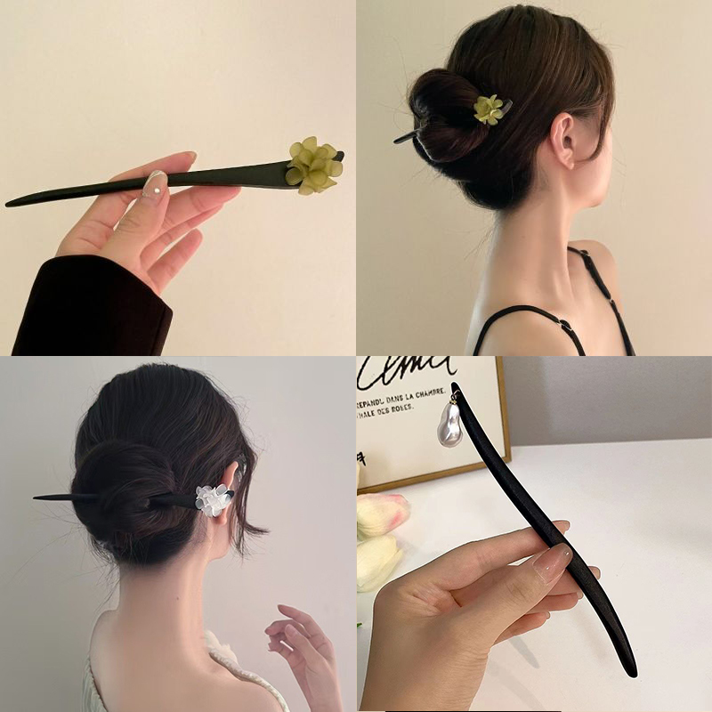ヴィンテージ中国風の木製花ヘアスティックパールヘアピンジュエ - Vintage Collectibles For Sale のレビューと価格