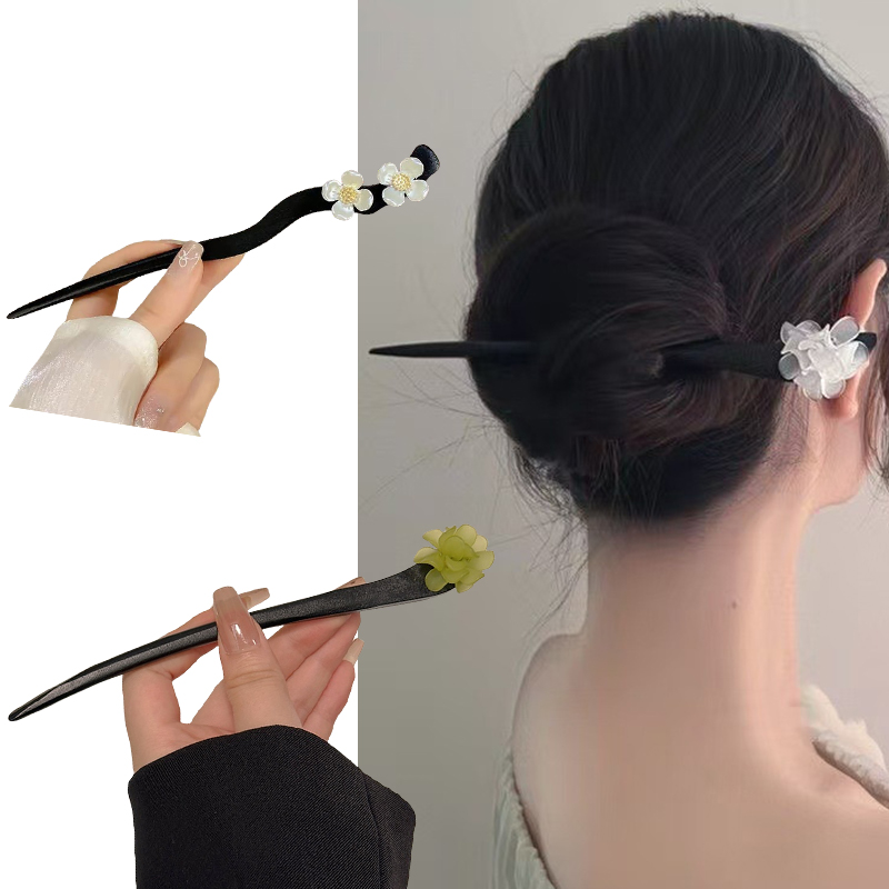 ヴィンテージ中国風の木製花ヘアスティックパールヘアピンジュエ - Vintage Collectibles For Sale のレビューと価格