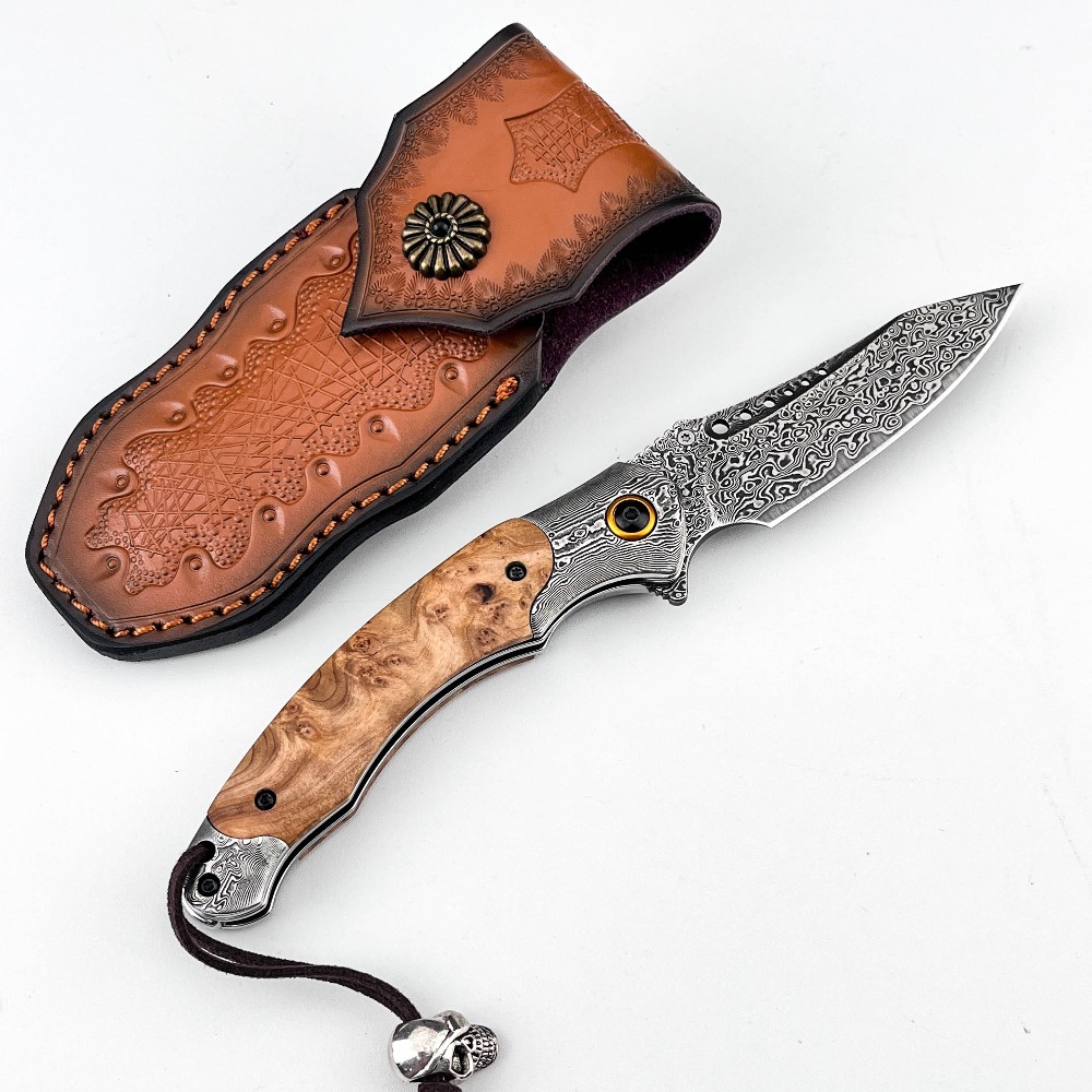 高硬度ダマスカス模様折りたたみナイフ、ヴィンテージ装飾コレク - Vintage Collectible Pocket Knives のレビューと価格